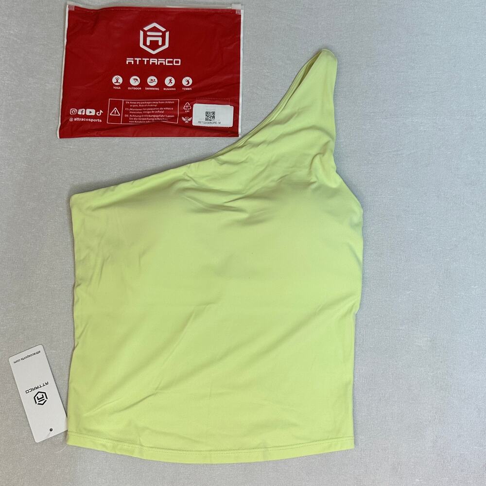 Attraco Women's One Shoulder Ruched Cropped Sports Tank Top